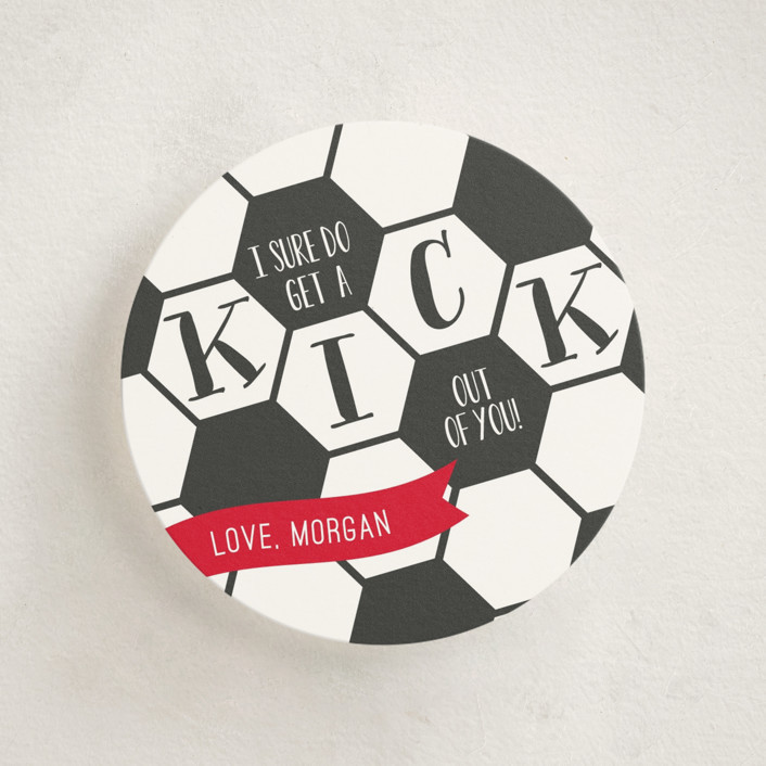 "For Kicks" - Customizable Classroom Valentine's Cards in Red by Lauren Michelle. | Minted