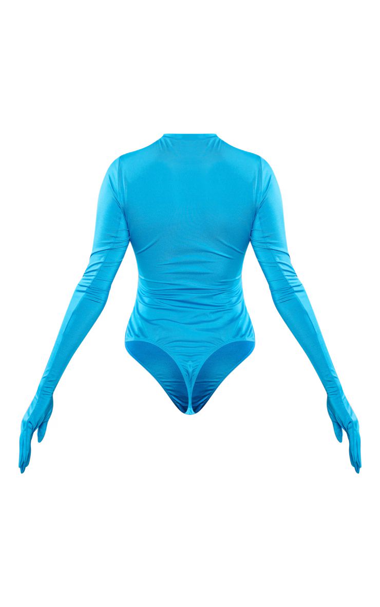 Bright Blue Glove Detail Bodysuit | PrettyLittleThing US