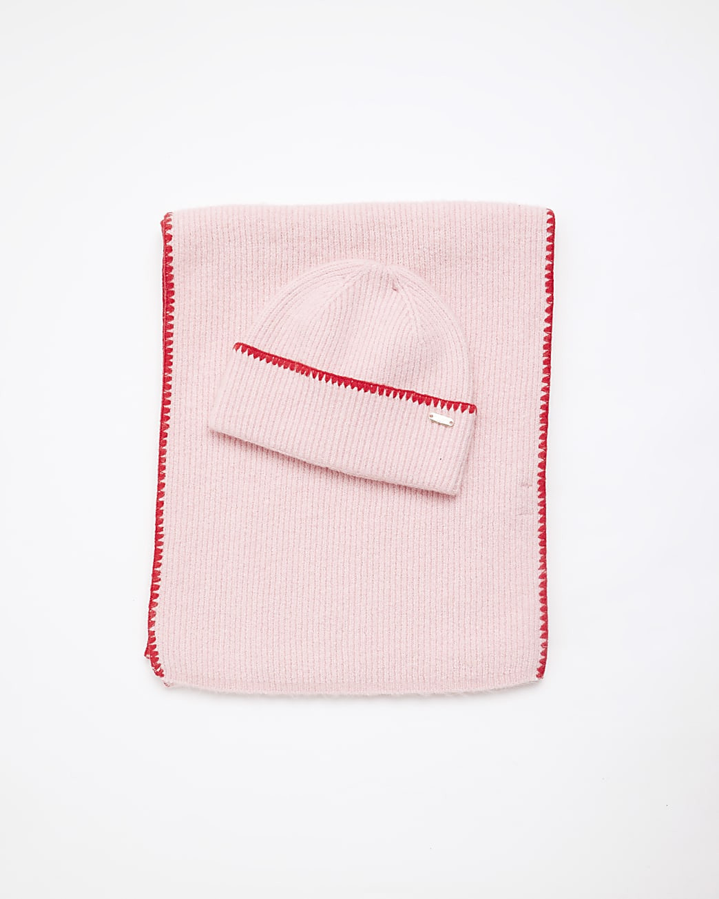 Pink Blanket Stitch Scarf and Hat Gift Set | River Island UK & IE