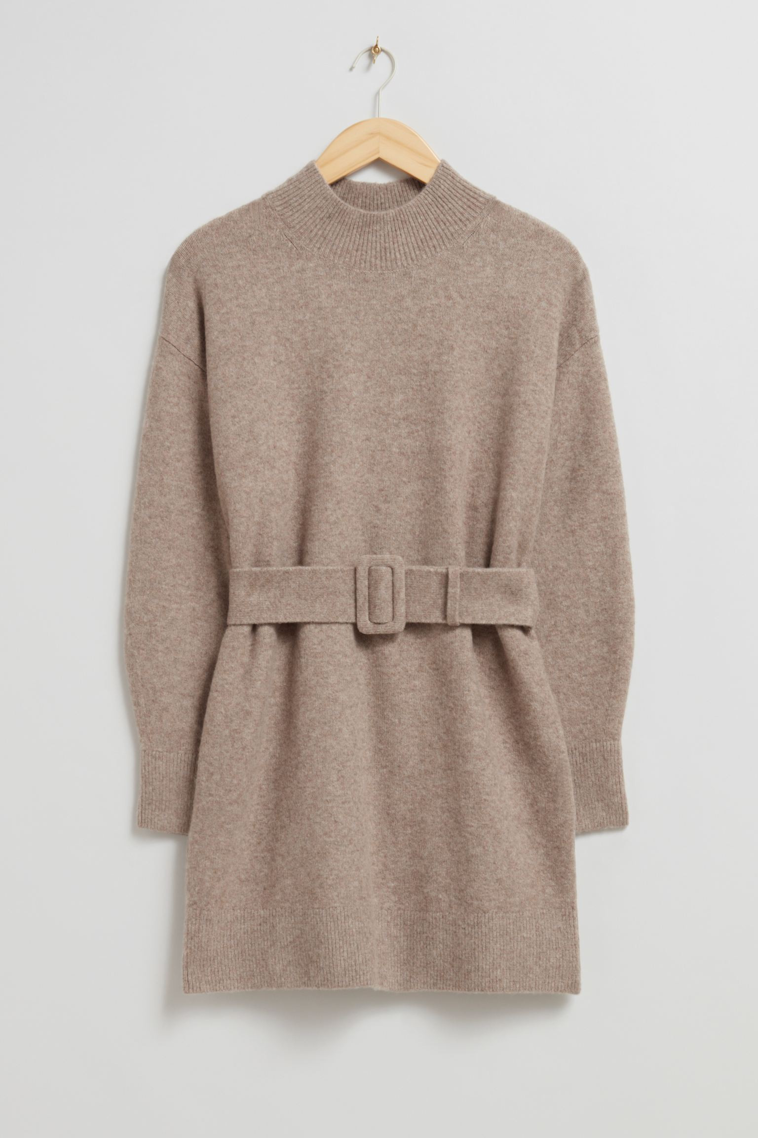 Belted Mini Knit Dress - Beige - Ladies | H&M GB | H&M (UK, MY, IN, SG, PH, TW, HK)