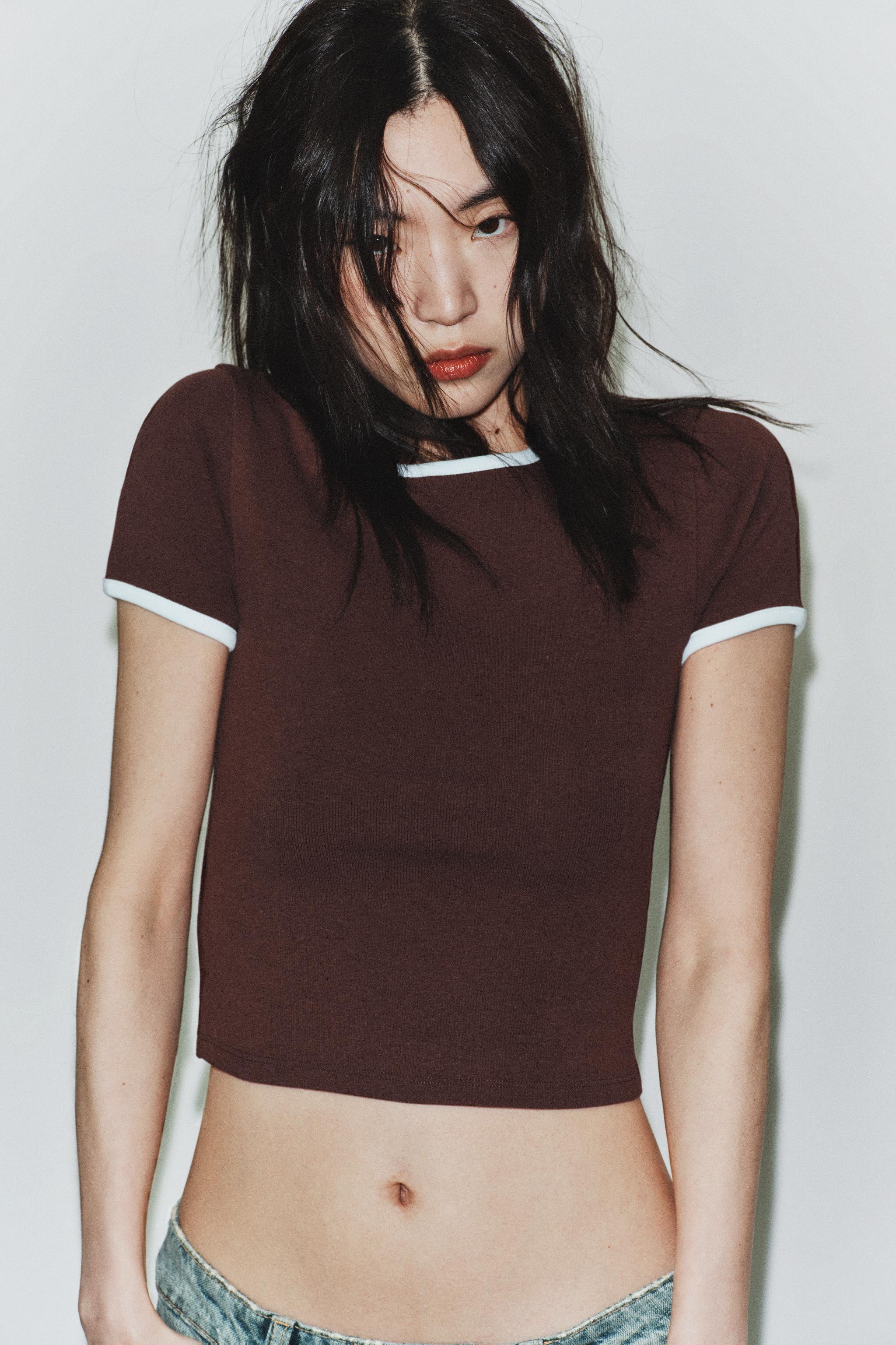 CONTRAST TRIM T-SHIRT | Zara US