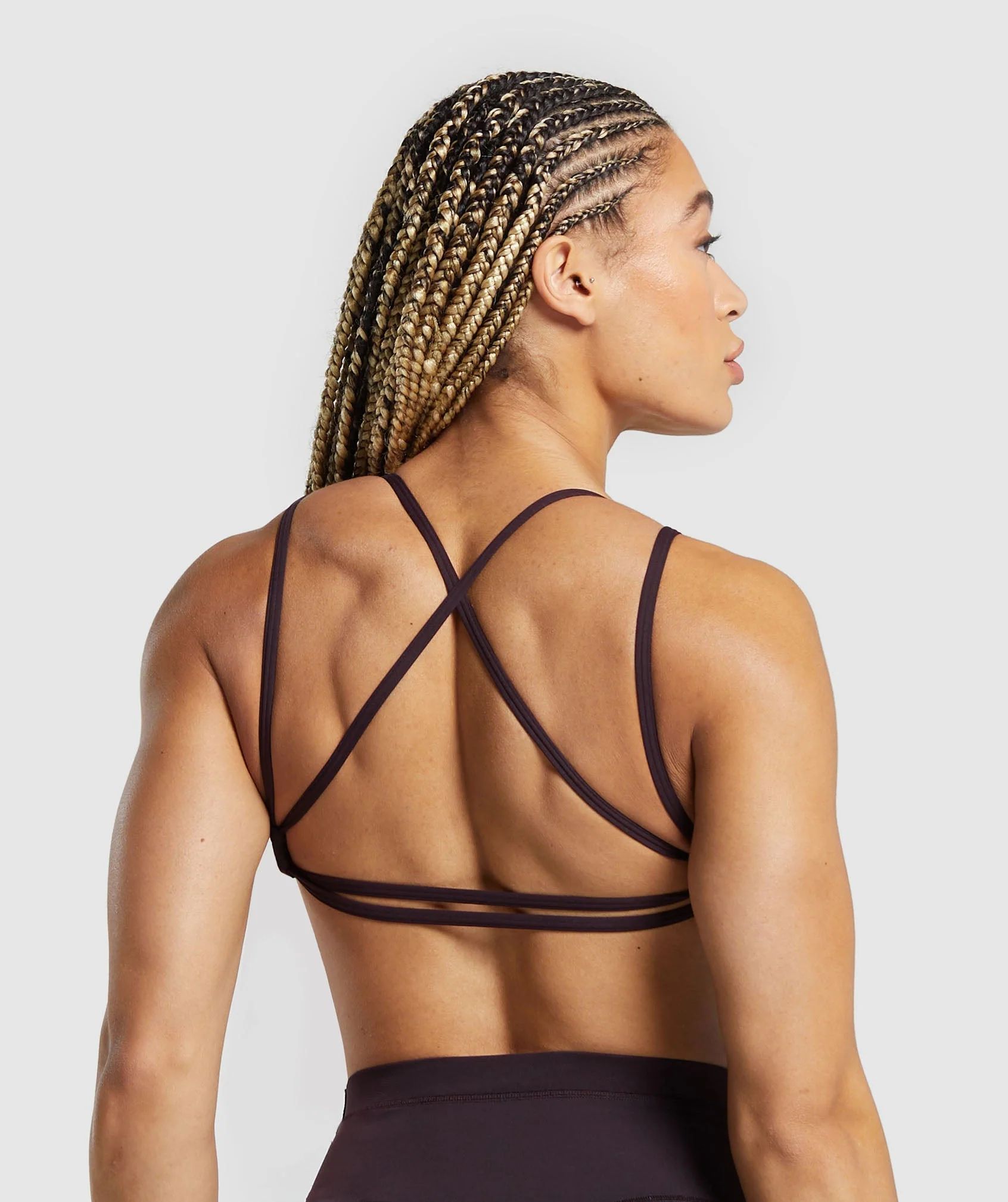 Gymshark Back Gains Sports Bra - Plum Brown | Gymshark US