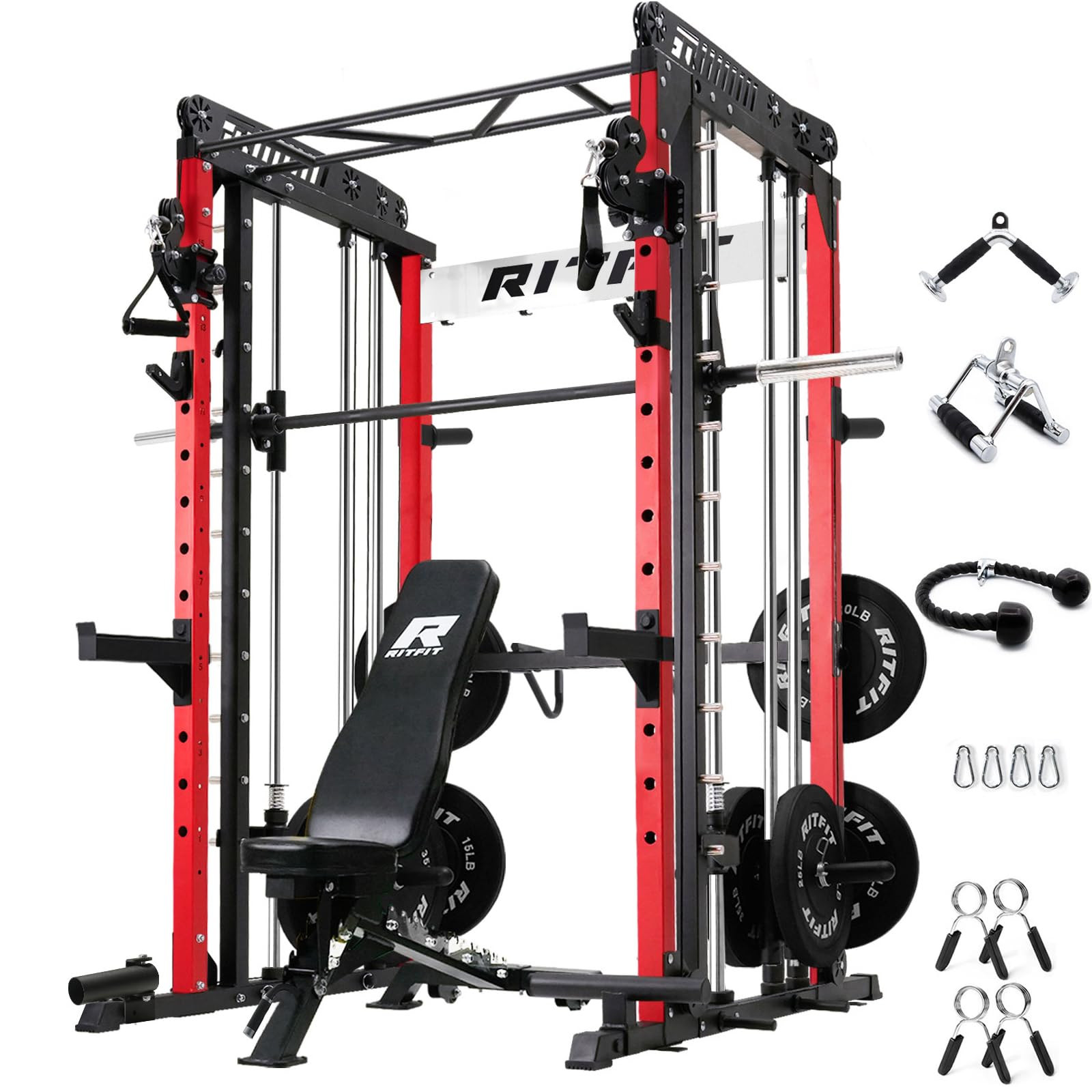 RitFit M1 Smith Machine with Cable Crossover System, Multi-Function Squat Rack Power Cage for Hom... | Amazon (US)