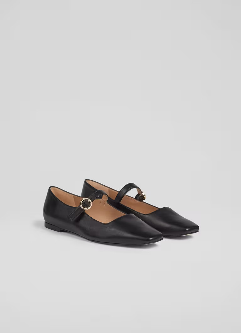 Willow Black Leather Mary Jane Flats | L.K. Bennett (UK)