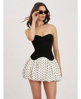 Miss Circle Women's Dahliana Polka Dot Bubble Hem Corset Mini Dress - Macy's | Macy's