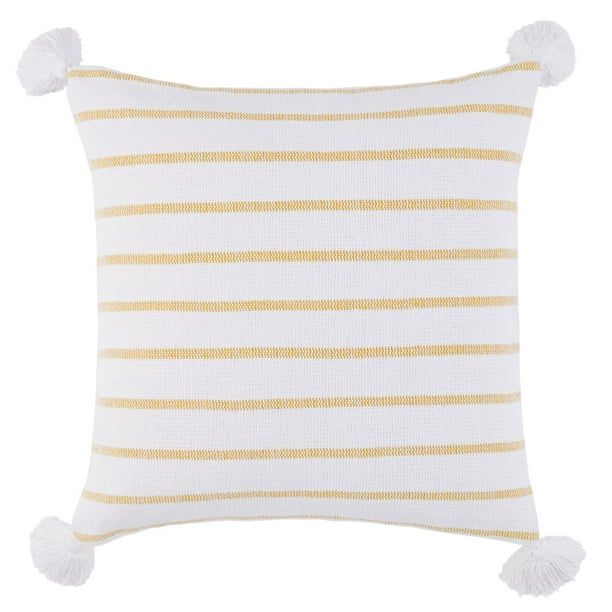 Wanda June Home Striped Woven Tassel Pillow, Gold, 20"x20" by Miranda Lambert - Walmart.com | Walmart (US)