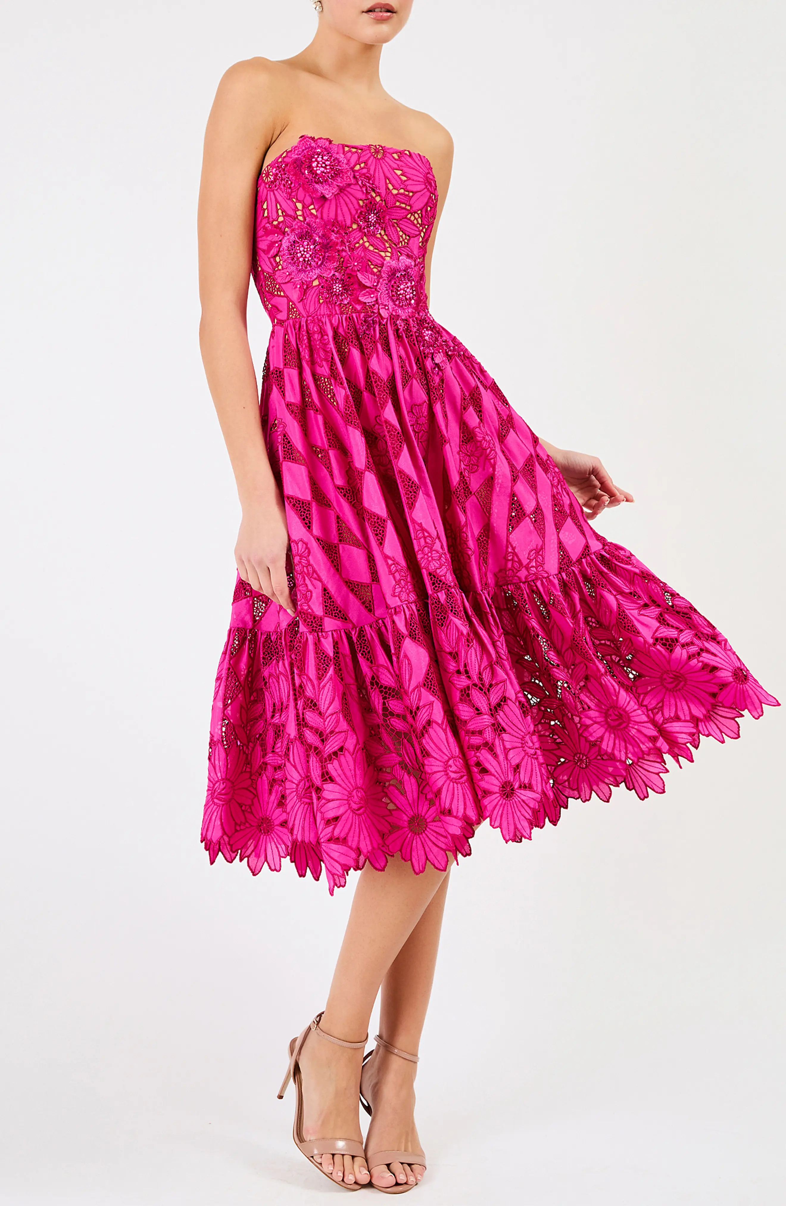 Candace Floral Cutwork Detail Strapless Cocktail Dress (Women) | Nordstrom | Nordstrom