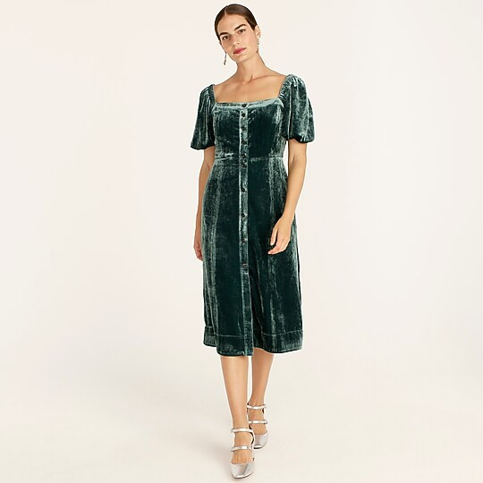 Puff-sleeve velvet dress | J. Crew US