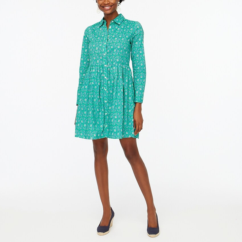 Printed cotton mini shirtdress | J.Crew Factory