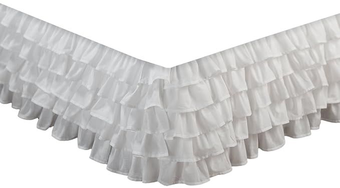 Greenland Home Fashions Multi-Ruffle Bed Skirt, White, Twin | Amazon (US)