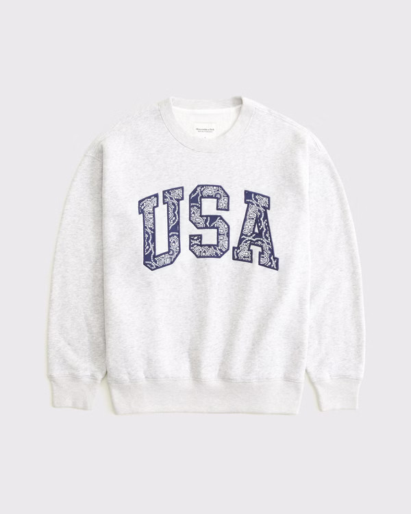 Women's USA Oversized Sunday Crew | Women's Tops | Abercrombie.com | Abercrombie & Fitch (US)
