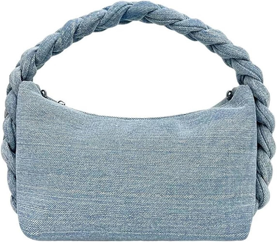 Denim Purses Women Jean Clutch Handbags Chain Satchel Tote Knot Woven Top Handle Trendy Shoulder ... | Amazon (US)