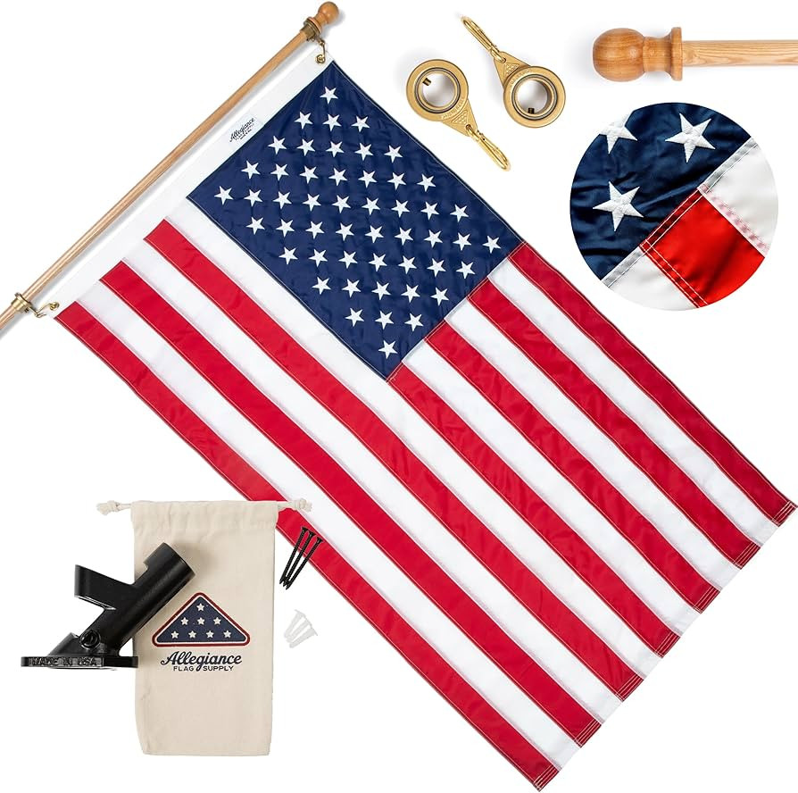 Allegiance Flag Supply Pre-Assembled American Flag Set | American-Sourced Nylon Fabric, Embroider... | Amazon (US)