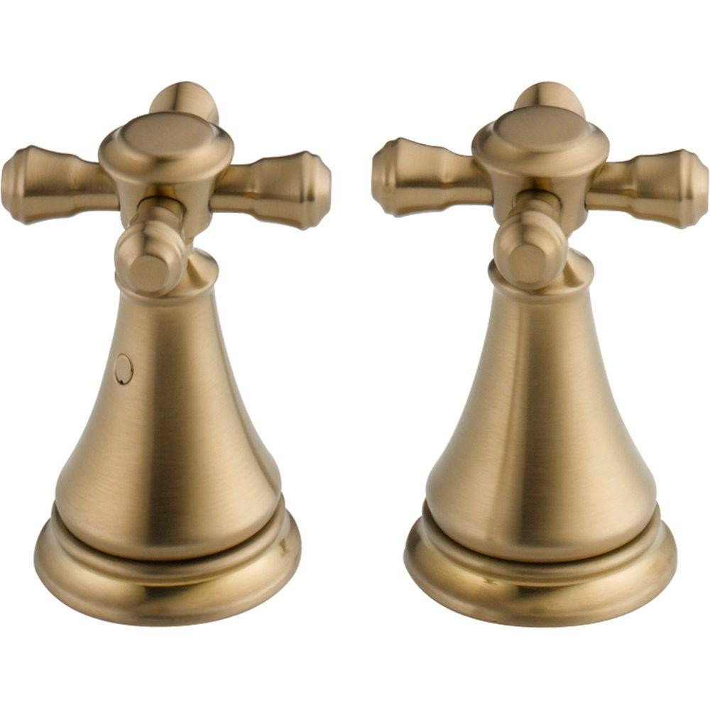 Pair of Cassidy Metal Cross Handles for Bathroom Faucet in Champagne Bronze | The Home Depot