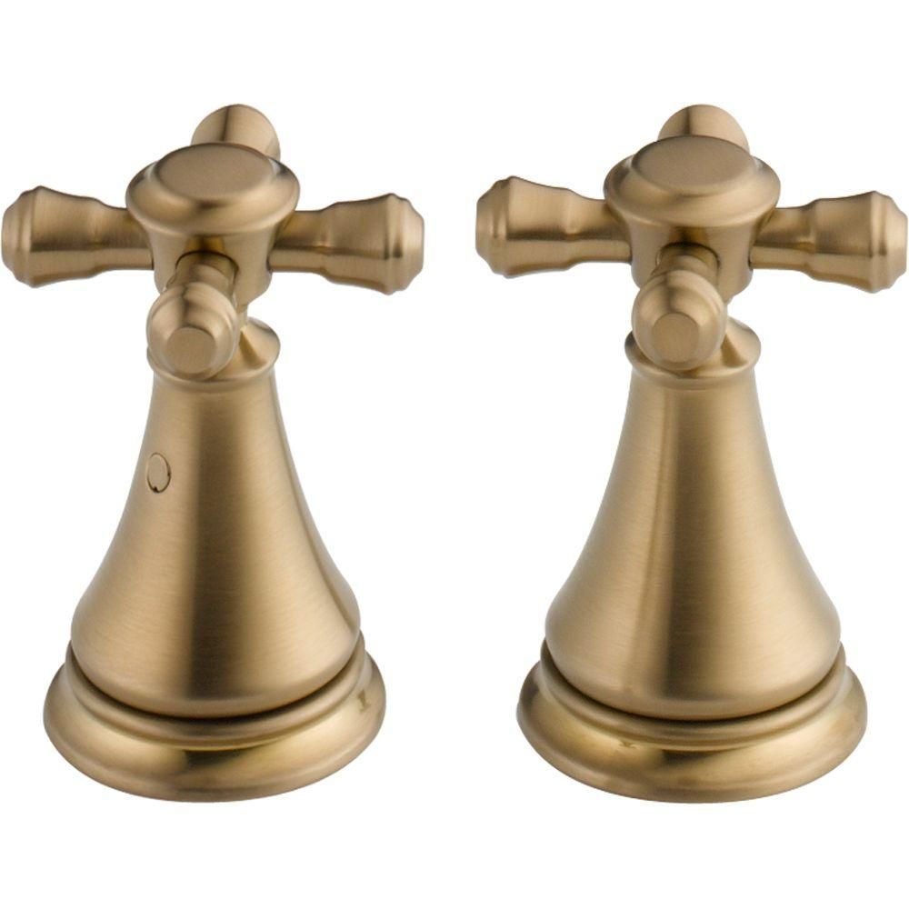 Delta Pair of Cassidy Metal Cross Handles for Bathroom Faucet in Champagne Bronze | The Home Depot