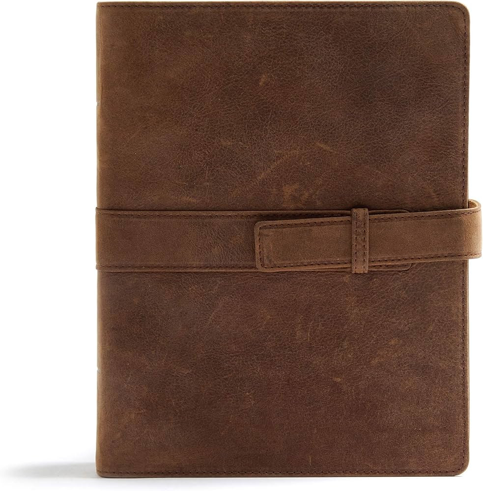 CSB Legacy Notetaking Bible, Tan Genuine Leather with Strap, Black Letter, Wide Margins, Journali... | Amazon (US)