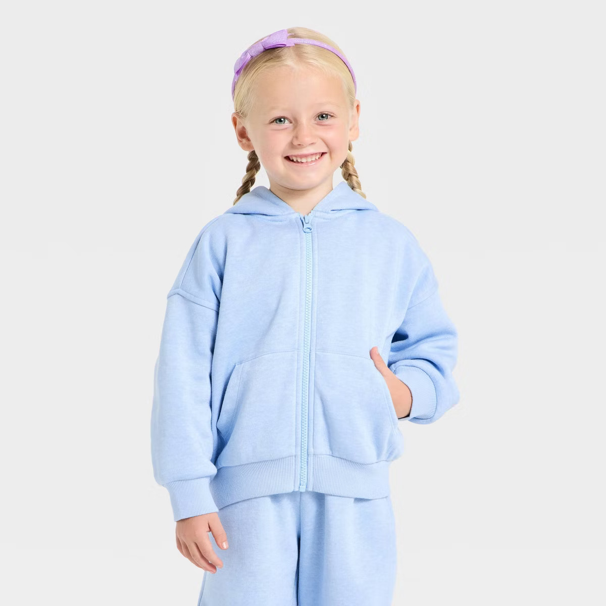 Toddler Girls' Love Hooded Zip-Up Sweatshirt - Cat & Jack™ Blue | Target