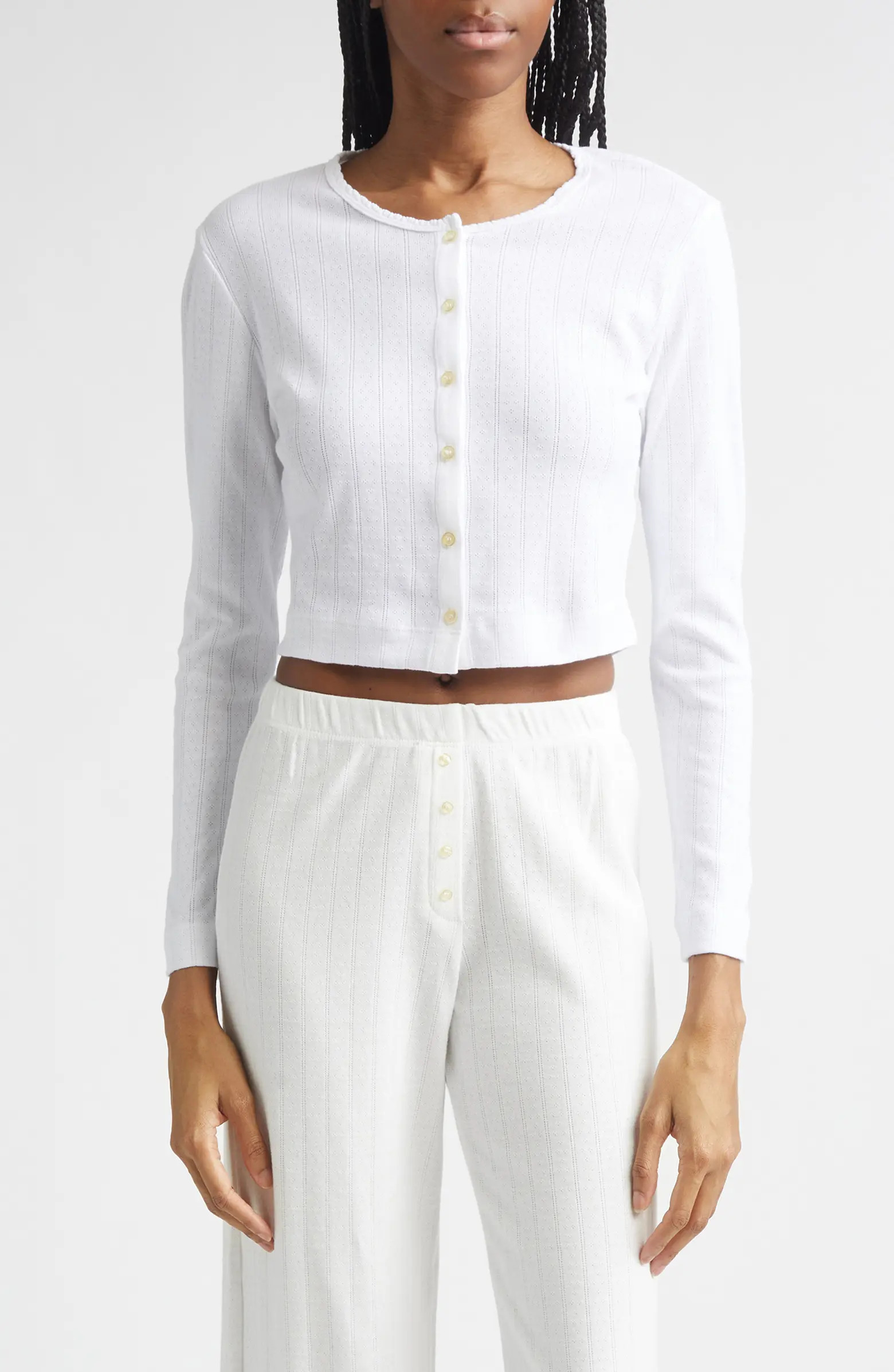 Cotton Pointelle Crop Cardigan | Nordstrom