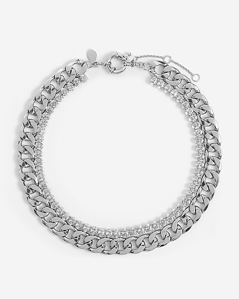 2 Row Diamond Chain Necklace | Express
