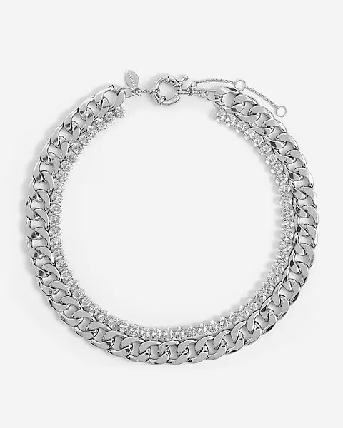 2 Row Diamond Chain Necklace | Express