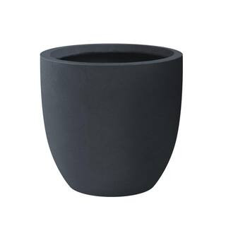 KANTE 9 in. H Charcoal Concrete and Fiberglass Round Bowl Planter, Outdoor Indoor Large Planters Pot | The Home Depot