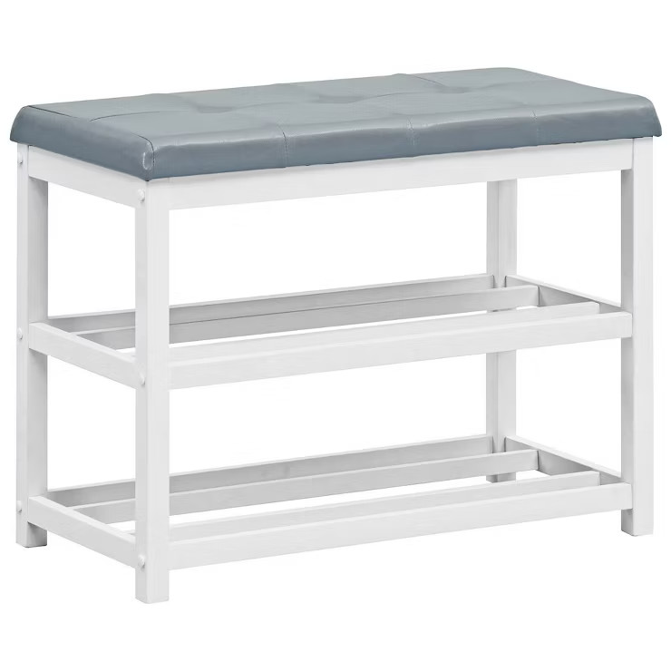 Costway 2-Tier Wooden Shoe Rack Bench w/Padded Seat for Entryway Bedroom | Target