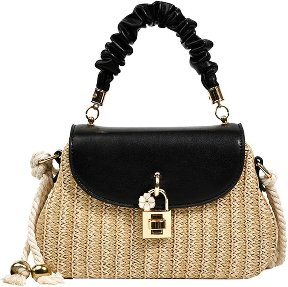Straw Crossbody Bag for Women Hand Woven Shoulder Bag Leather Top Handle Small Boho Purse Rattan ... | Amazon (US)