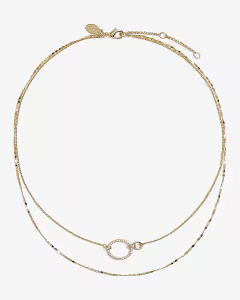 2 Row Rhinestone Linked Circle Necklace | Express