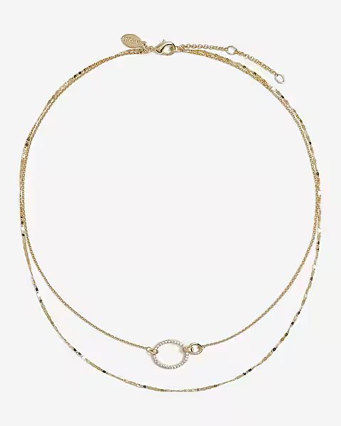 2 Row Rhinestone Linked Circle Necklace | Express (Pmt Risk)