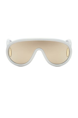 Loewe Shield Sunglasses in White & Smoke Mirror - White. Size all. | FWRD 