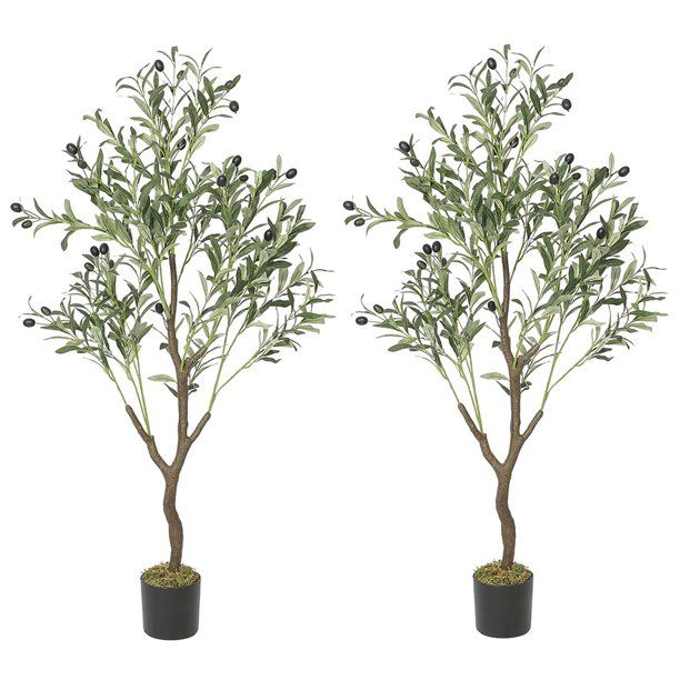 Artificial Olive Tree 4ft Tall Fake Potted Olive Silk Tree Large Faux Olive Branches and Fruits A... | Walmart (US)