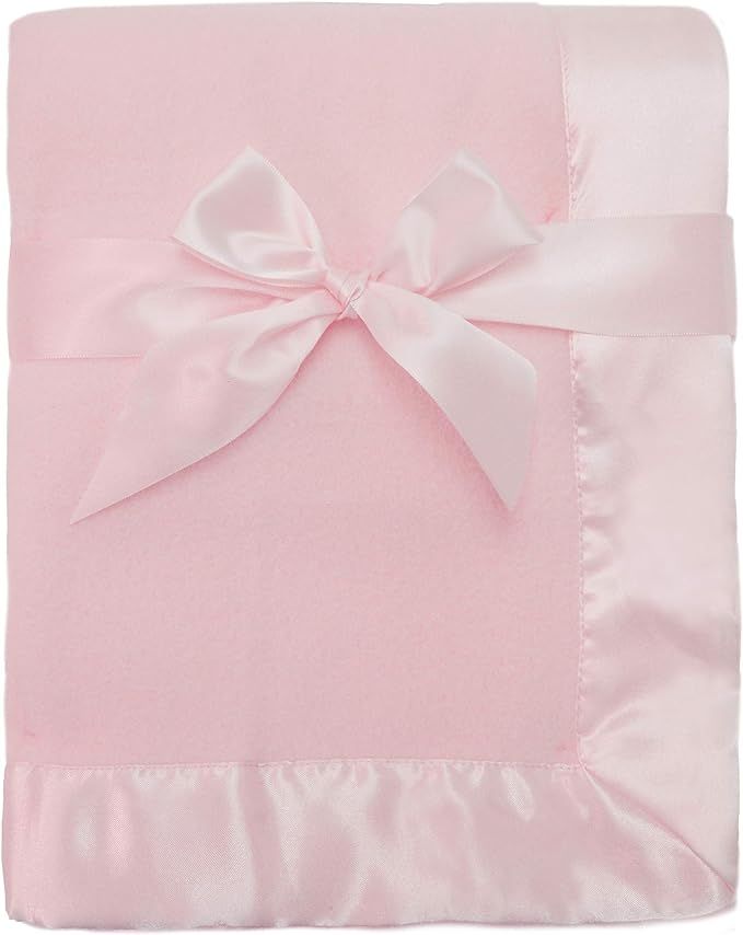 American Baby Company Fleece Blanket 30 X 40 with 2 Satin Trim, Pink, for Girls | Amazon (US)