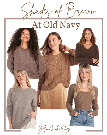 Obsessed with all things brown this autumn! Lots of these Old Navy sweaters are on sale too! SCORE! 

#LTKunder50 #LTKstyletip #LTKsalealert