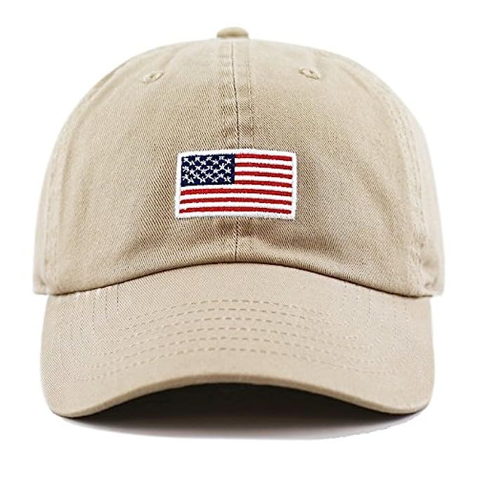 THE HAT DEPOT Washed 100% Cotton America Flag Low Profile Adjustable Strap Baseball Cap Hat | Amazon (US)
