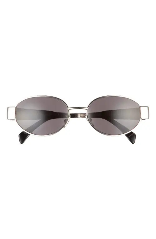 CELINE Triomphe 54mm Oval Sunglasses in Shiny Palladium /Smoke at Nordstrom | Nordstrom