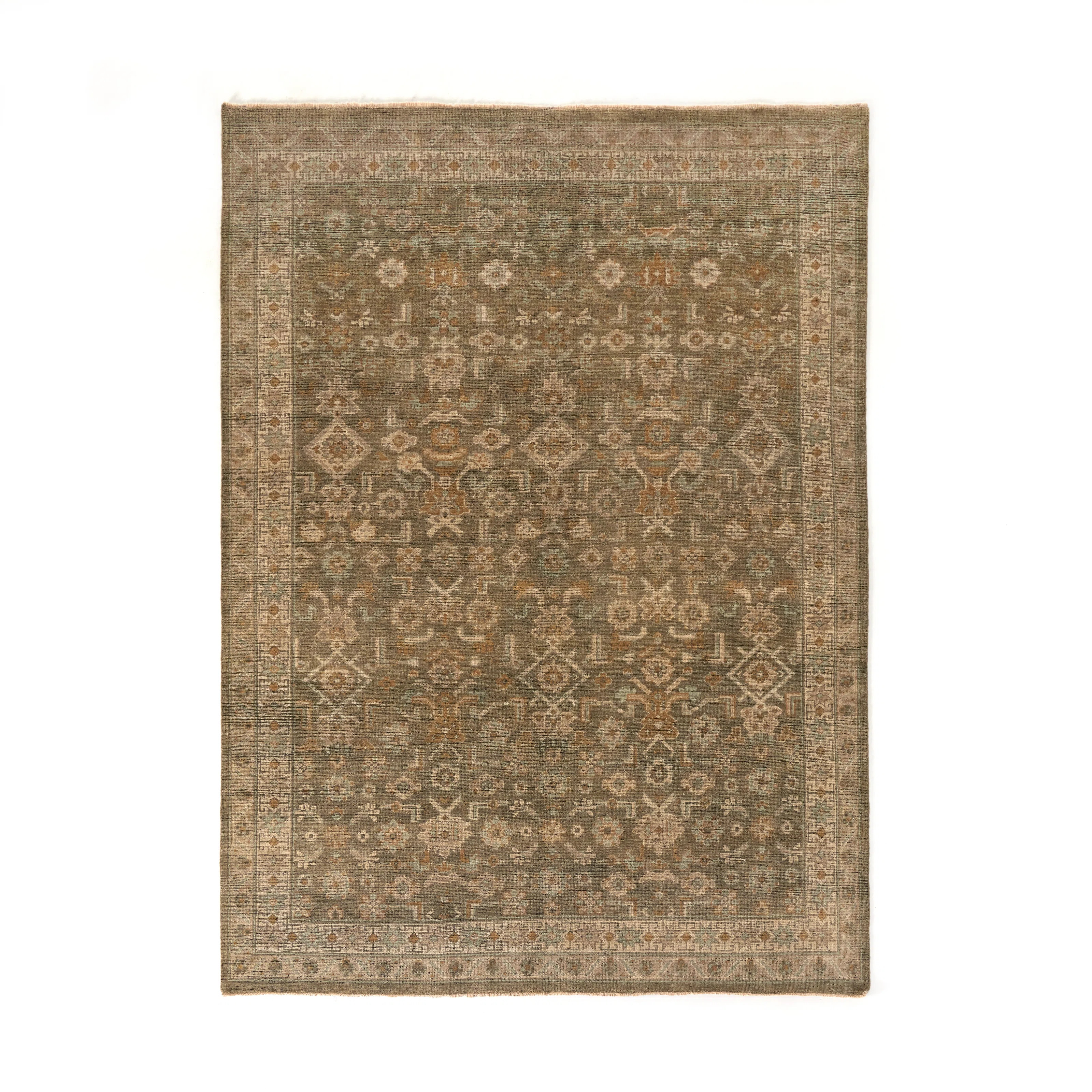 Kenli Wool Oriental Area Rug in Green | Perigold