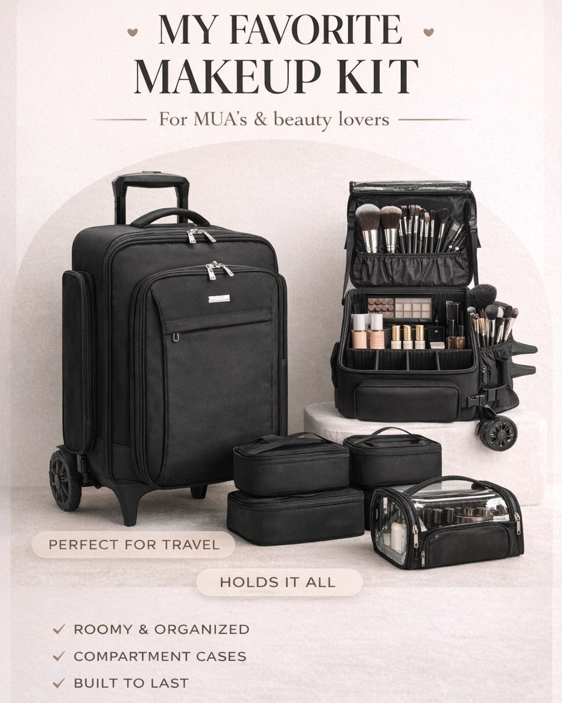 A thoughtfully designed makeup kit makes all the difference.

I love the size, organization, and versatility of this one — from rolling to backpack style, smart interior layout, and a great brush bag that keeps everything protected and sanitary.

Such a practical upgrade for long workdays and travel. Linked here 🤍


#LTKWedding #LTKBeauty #LTKdayinmylife