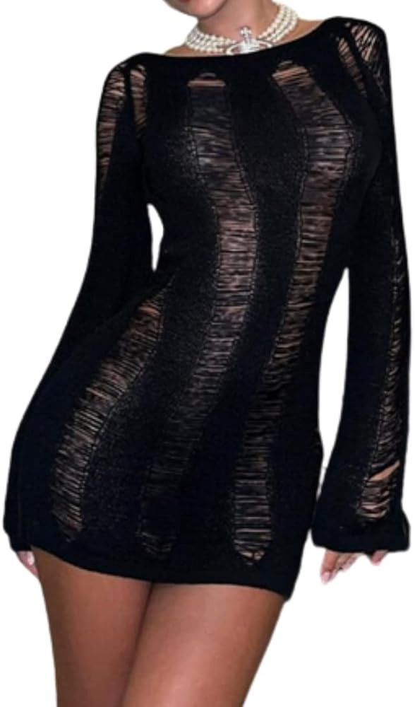 Pdxnyxx Long Sleeve Dress for Women Sexy Y2k Dress Bodycon Dresses for Women Sexy Dresses for Wom... | Amazon (US)