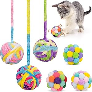 Retro Shaw Cat Toys Ball, Woolen Yarn Cat Toy Balls with Bell and Cat Fuzzy Balls, Interactive Ca... | Amazon (US)