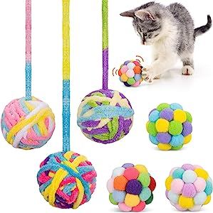 Retro Shaw Cat Toys Ball, Woolen Yarn Cat Toy Balls with Bell and Cat Fuzzy Balls, Interactive Ca... | Amazon (US)