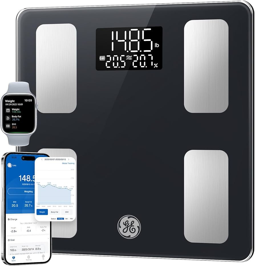 GE Smart Scale for Body Weight and Fat, Digital Bathroom Scales BMI Body Fat - Bluetooth 13 Body ... | Amazon (US)