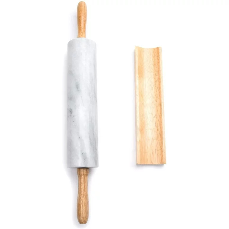 Fox Run Polished Marble Rolling Pin with Wooden Cradle, 10-Inch Barrel, White | Walmart (US)