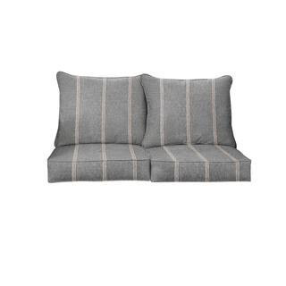 25 in. x 23 in. x 5 in. (4-Piece) Deep Seating Outdoor Loveseat Cushion in Sunbrella Lengthen Stone | The Home Depot
