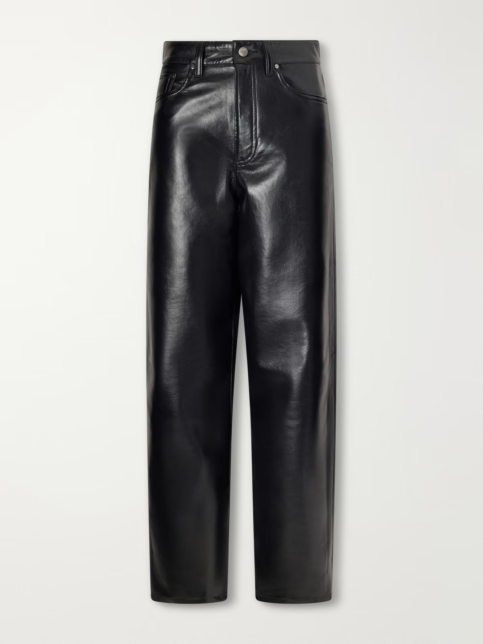 AGOLDE - Nate Leather-blend Tapered Pants - Black | NET-A-PORTER (UK & EU)