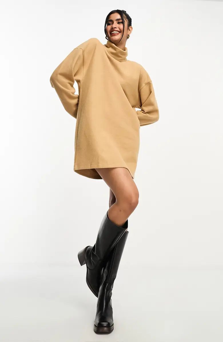 Long Sleeve Fleece Turtleneck Sweater Dress | Nordstrom