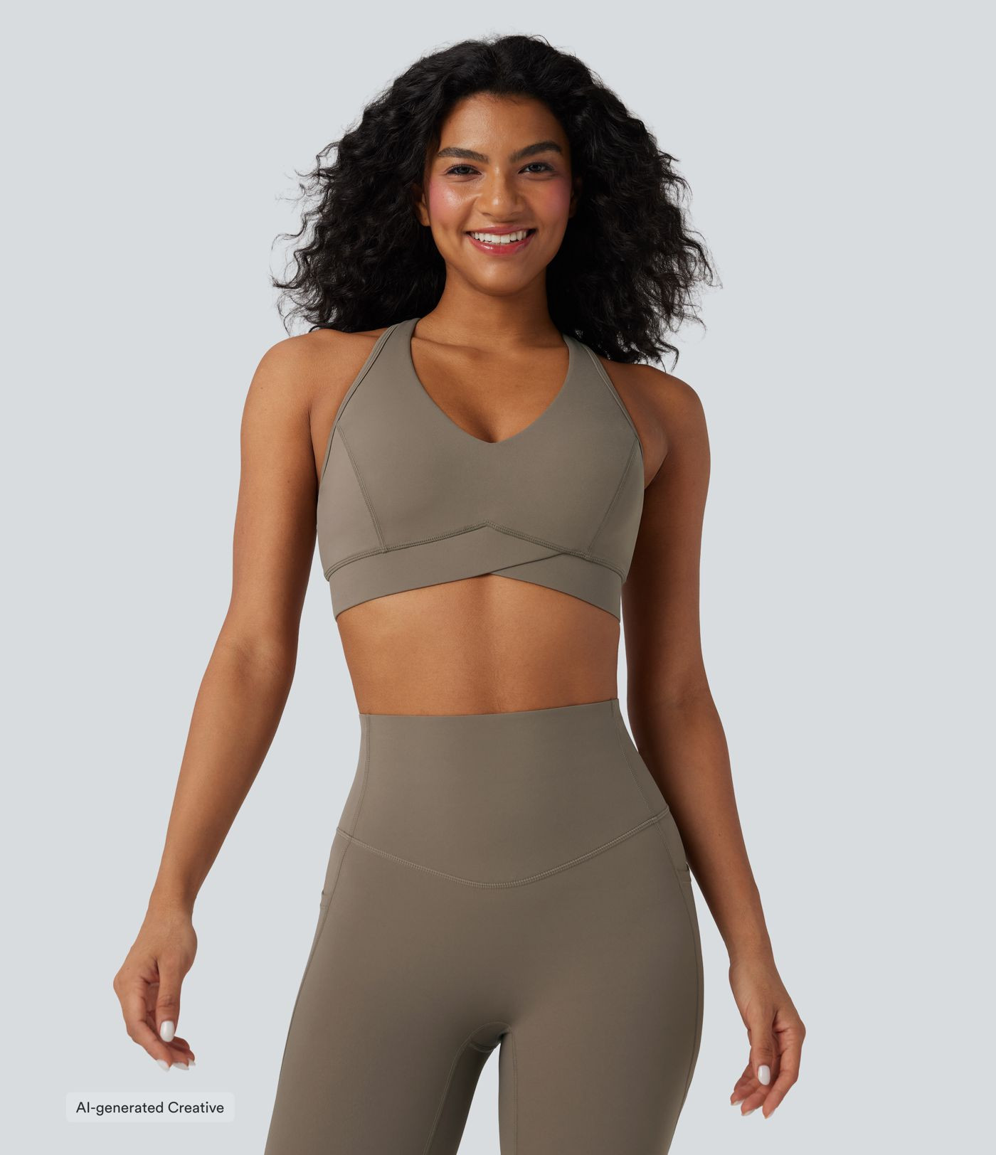 Halara UltraSculpt\u2122 Medium Support V Neck Racerback Training Sports Bra | HALARA