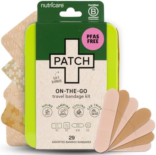 PATCH On-The-Go Natural Bamboo Adhesive Bandage Travel Kit for Sensitive Skin, Eco-Friendly Hypoa... | Amazon (US)