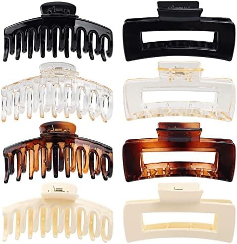 Claw Clip Hair Clip 8 Pack Rectangular Hair Clips for Women Girls Large Hair Jaw Clips Hair Clamp... | Amazon (US)