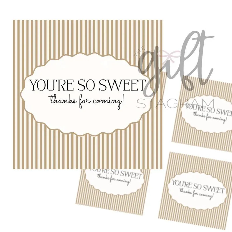 You're so Sweet Thanks for Coming Gift Tag | DIGITAL DOWNLOAD | Thank You Gift Tag | Party Favor ... | Etsy (Global)