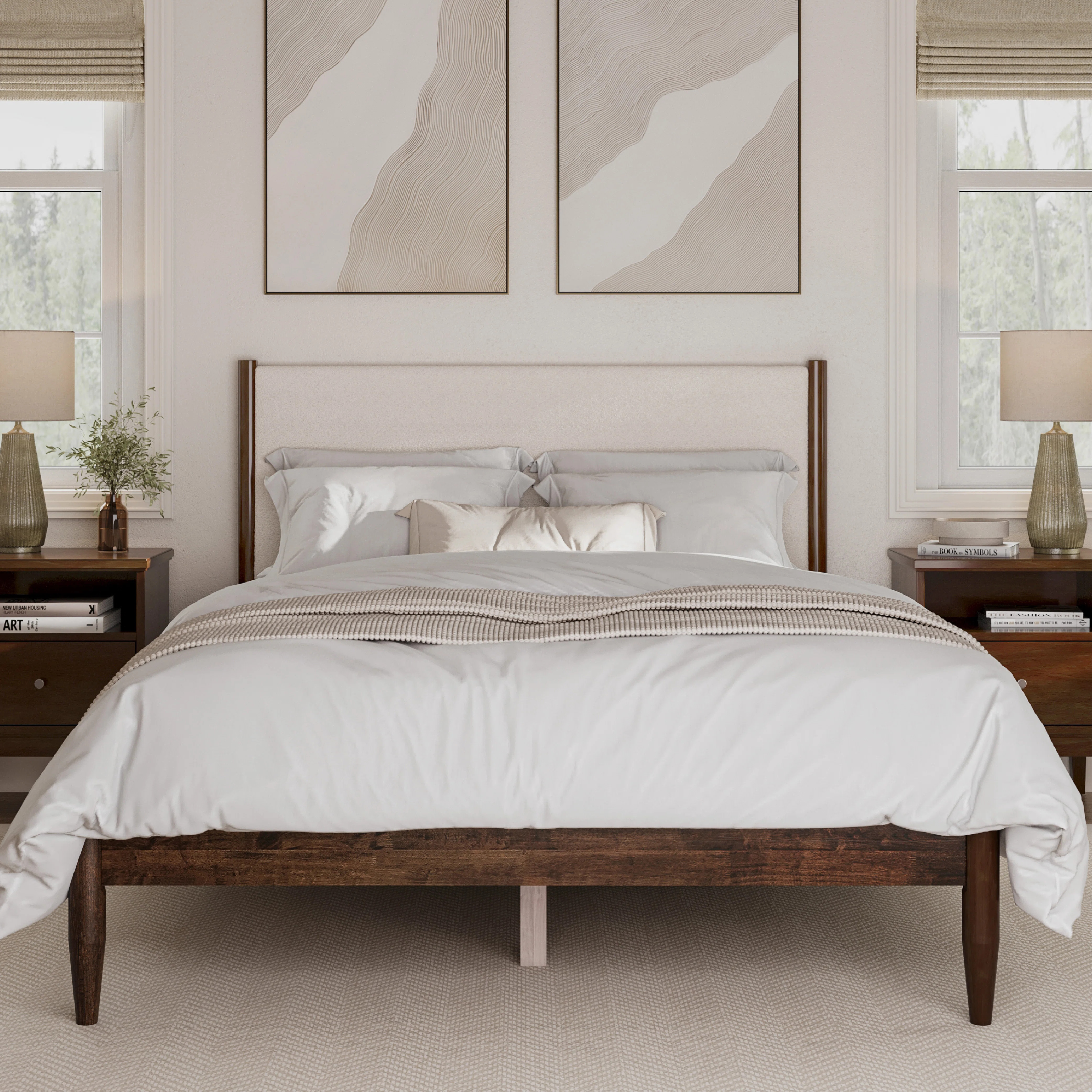 Besan Solid Wood Boucle Upholstered Headboard Bed Frame | Wayfair North America